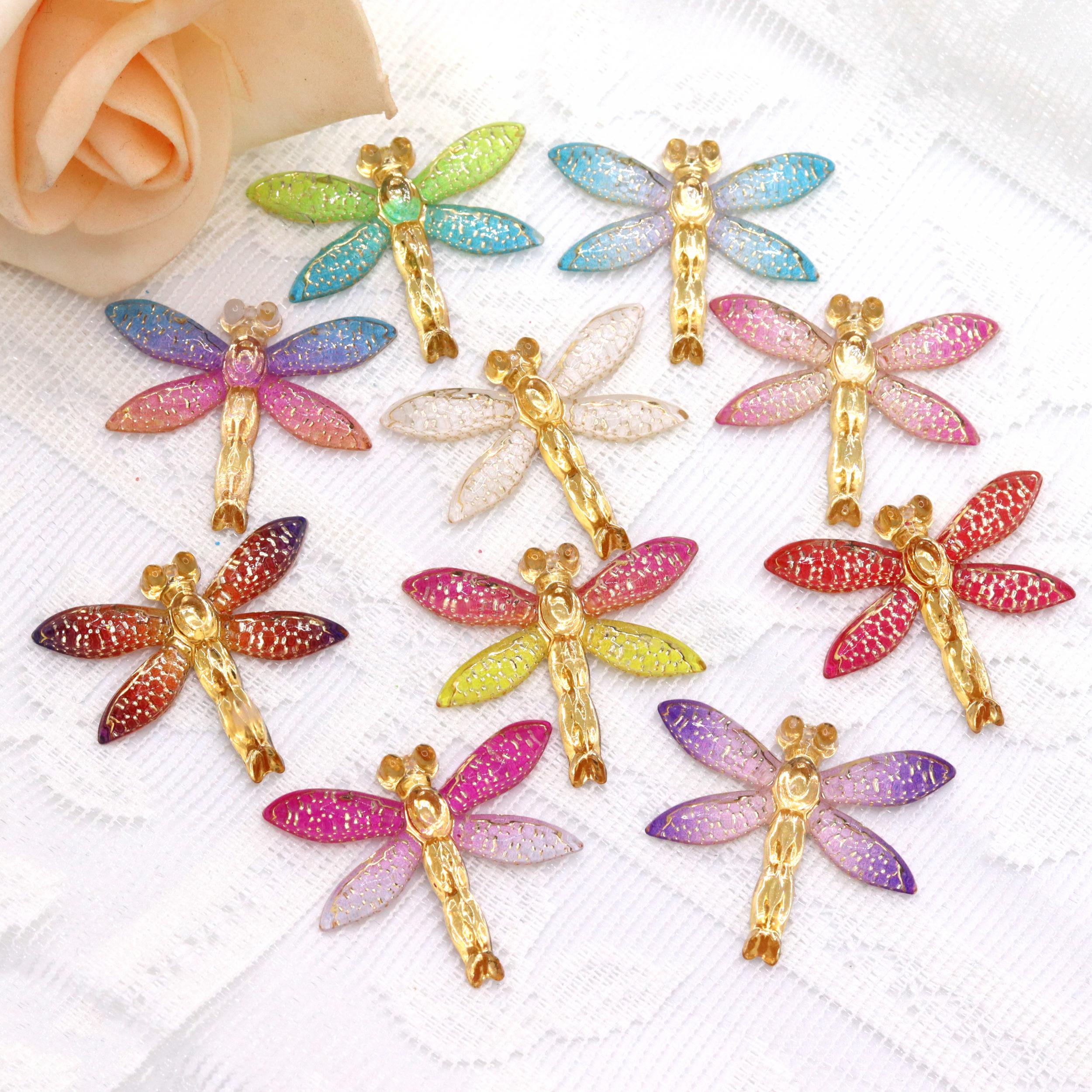 10pcs Shining Dragonfly Flat Back DIY Clothing Ornaments